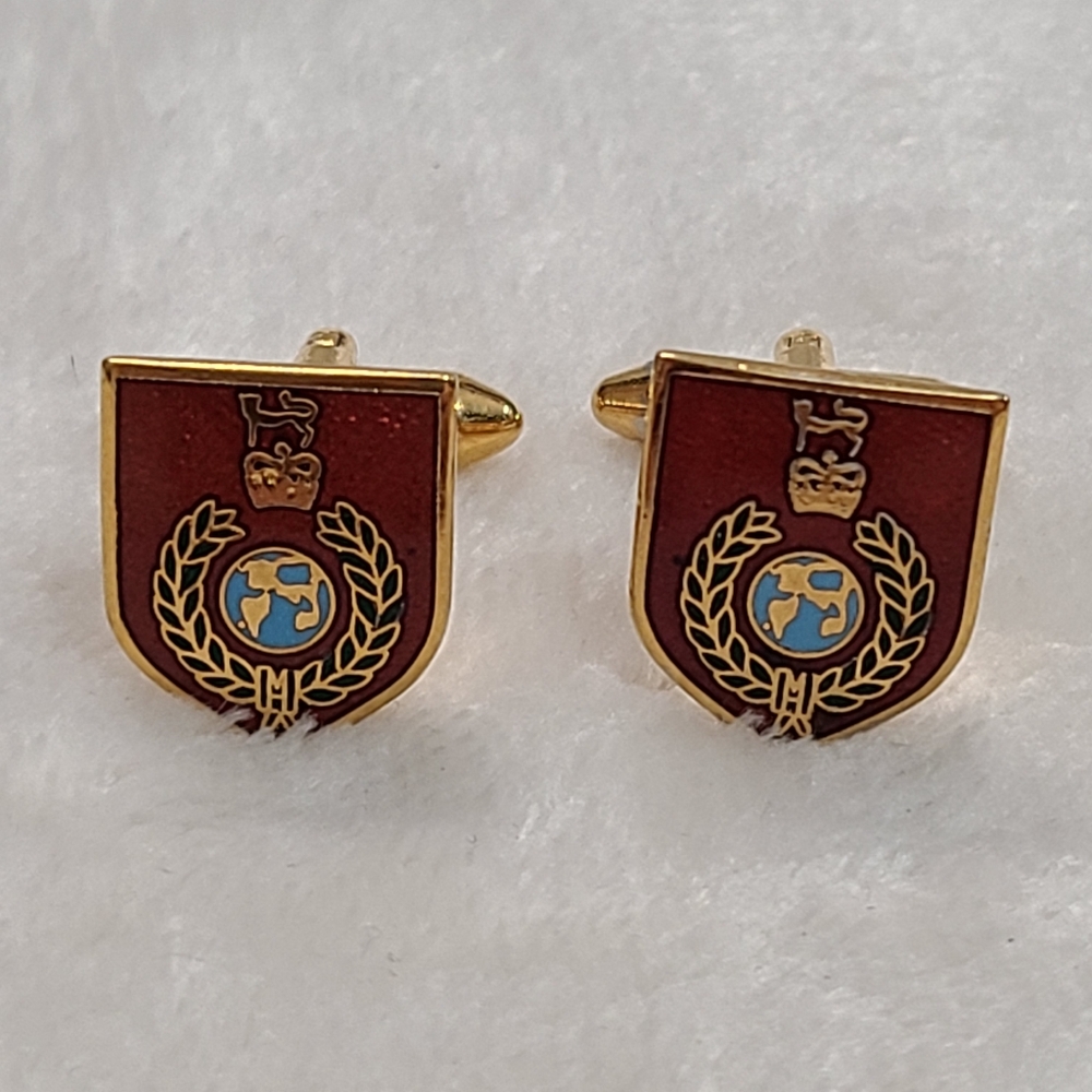Vintage Sophos Gold Tone Coat Of Arms Heraldry Cufflinks